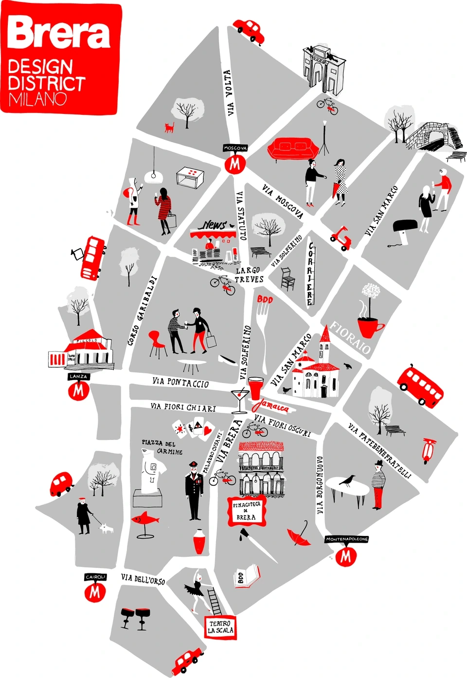 Mappa del Brera Design District a Milano